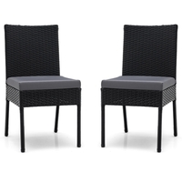 2 Pieces Outdoor All-Weather Dining Chair Set with Soft Cushions-Grey