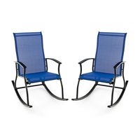 2 Pieces Outdoor Rocking Chairs with Breathable Backrest-Navy