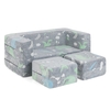 2 Seater Kids Play Couch Glow in the Dark Modular Sofa Set for Toddlers-Grey