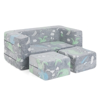 2 Seater Kids Play Couch Glow in the Dark Modular Sofa Set for Toddlers-Grey