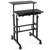 2-Tier Adjustable Standing Desk on Wheels-Black
