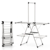 2-Tier Foldable Laundry Drying Rack with Tall Hanging Bar