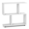 2-tier Irregular Storage Shelf Wood Shelving Units with 4 Compartments-White