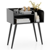 2-Tier Mid Century Modern Nightstand with Open Shelves-Black