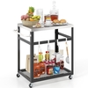 2-tier Stainless Steel Grill Cart with Wheels and Handle-Black