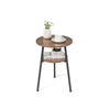 2-Tier Wooden Round Side Table with Storage Shelf-Walnut
