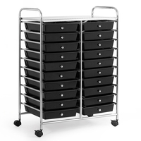 20 Drawers Storage Trolley with 4 Wheels for Beauty Salon-Black