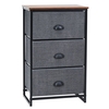 2/3/4 Fabric Nightstand Bedside Storage Cabinet Folding Drawers-3-Tier-Black