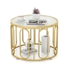 24 Inch Round Coffee Table with Reeded Tempered Glass Top-Golden