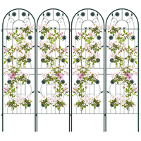 2/4 Pack Metal Garden Trellis 180 cm x 50 cm Wire Lattice Panel-Green-4 Pack