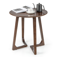24" Round Coffee Table with V-shaped Legs for Lamps-Brown