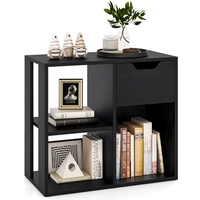 3-Cube Wooden Storage Shelf with Drawer-Black
