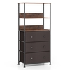 3 Drawer Dresser Home Vertical Fabric Storage Unit with Open Shelves-Rustic Brown