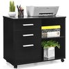 3-Drawer File Cabinet with Hanging Bars for Letter Size Documents-Black