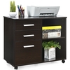 3-Drawer File Cabinet with Hanging Bars for Letter Size Documents-Coffee