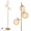 3-Globe Floor Lamp with Foot Switch and 3 E27 Bulb Bases-Golden