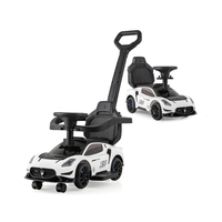 3-in-1 Ride on Push Car with 2 Universal Wheels,  Music Steering,  Guardrail and Handlebar-White