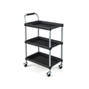 3 Layer Tool Cart with PP Shelves,  Sponged Handle and Swivel Wheel -Black