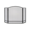 3-Panel Folding Fire Guard Fireplace Screen Fence-Black