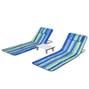 3-Piece Beach Mat Set with 2 Lounge Chairs and Side Table-Blue