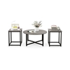 3-Piece Coffee Table Set with Heavy-duty Metal Frame-Grey
