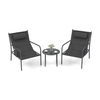 3 Piece Outdoor Bistro Set with Chair and Coffee Table Set-Grey