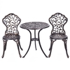 3-Piece Outdoor Bistro Set with Rust-Resistant Cast Aluminum and Leaf Design