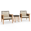 3 Piece Patio Furniture Set Wicker Woven Chair Set with Coffee Table-Beige