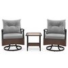 3 Piece Patio Swivel Rocker Set with 2-Tier Coffee Table-Grey