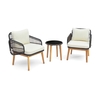 3 Pieces Patio Chair Set Rattan Bistro Set with Removable Zippered Cushions-White