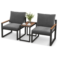 3 Pieces Patio Furniture Set with Soft Cushions for Backyard,  Poolside,  Porch,  Balcony-Grey