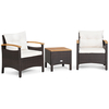 3 Pieces Patio Rattan Furniture Set with Cushions for Porch Backyard
