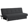 3 Seat Convertible Linen Fabric Tufted Sofa Bed with 2 Storage Drawers-Black