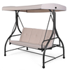 3 Seater Garden Swing Chair with Adjustable Canopy and Cushions-Beige