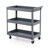 3 Shelf Rolling Metal Utility Cart with Ergonomic Handle-Grey