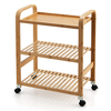 3-Tier Bamboo Rolling Storage Cart with Locking Casters-Natural