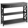 3-Tier Console Table with 1 Drawer and 2 Storage Shelves-Black