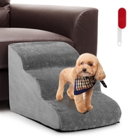 3 Tier Foam Dog Ramp with Gentle Slope Surface-Grey