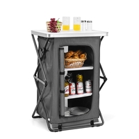 3-Tier Folding Camping Storage Cabinet with Side Pockets and Carry Bag-M