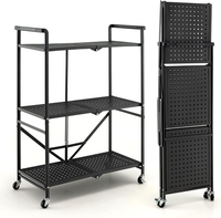 3-Tier Heavy-Duty Steel Rack with 2 Lockable Casters