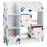 3-tier Kids Bookshelf and Toy Storage Organizer with Book Slots-Planets