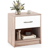 3-Tier Nightstand with Drawer and Open Storage Shelf for Small Spaces-Natural & White
