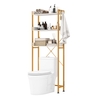 3-Tier Over The Toilet Storage Rack with 4 Hooks and Adjustable Bottom Bar-White