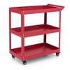 3-Tier Rolling Tool Cart with 4 Universal Wheels with 2 Brakes-Red