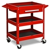 3 Tier Tool Trolley with Drawer and 4 Wheels-Red