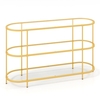 3-Tier TV Stand with Tempered Glass Shelves for TVs-Golden