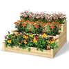 3-Tier Wooden Raised Garden Bed for Patio Yard Lawn Greenhouse-123 x 123 x 56 cm