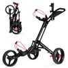3 Wheels Folding Golf Push Pull Cart with Umbrella Stand