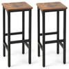 30 x 30 x 71cm Bar Stools Set of 2 with Footrest and Adjustable Pads-Rustic Brown