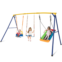 300kg Indoor Outdoor Swing Set Carbon Steel Swing Frame-Blue & Yellow